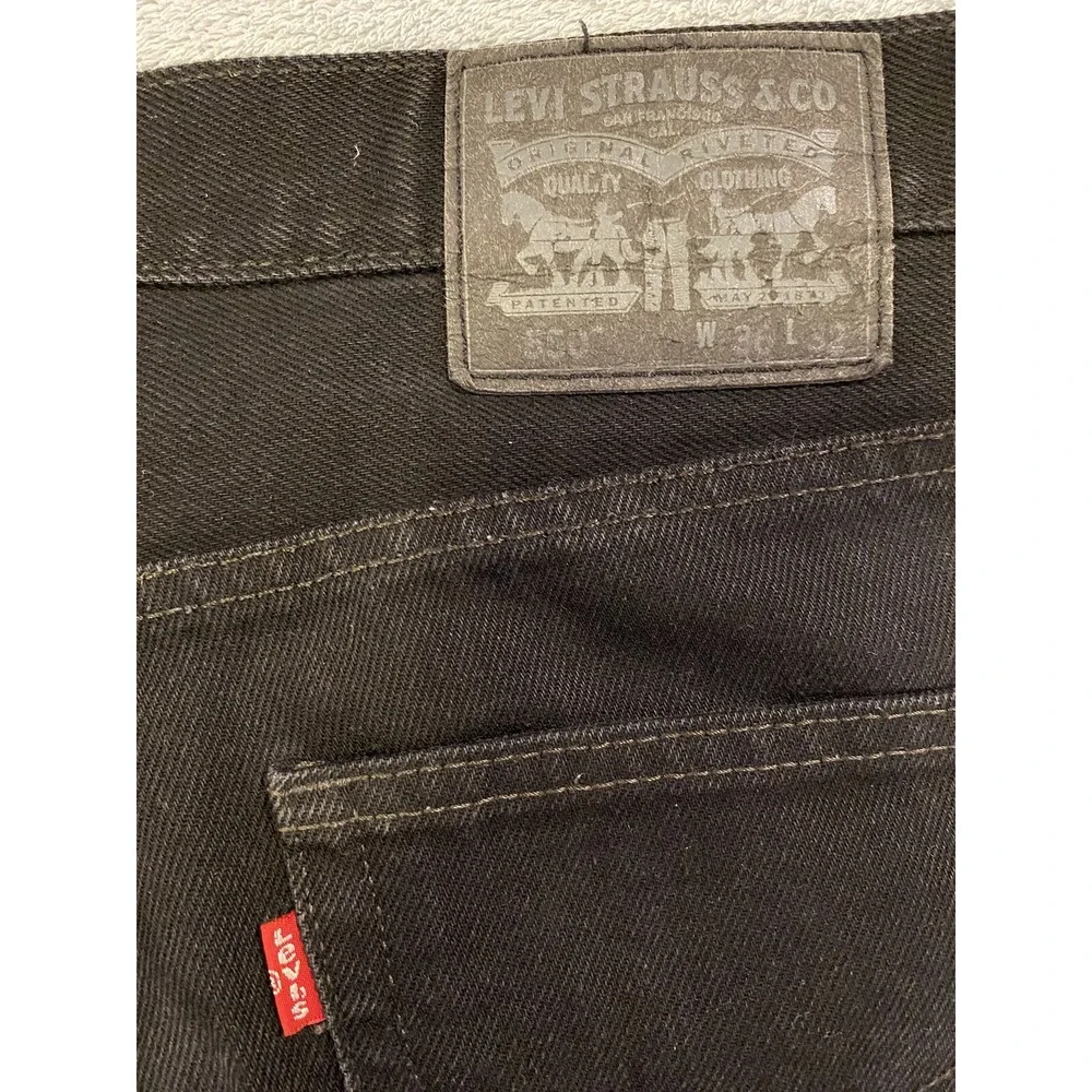 Mens Levi Jeans Black Denim Red Tab Distressed Mexico 36x32 550